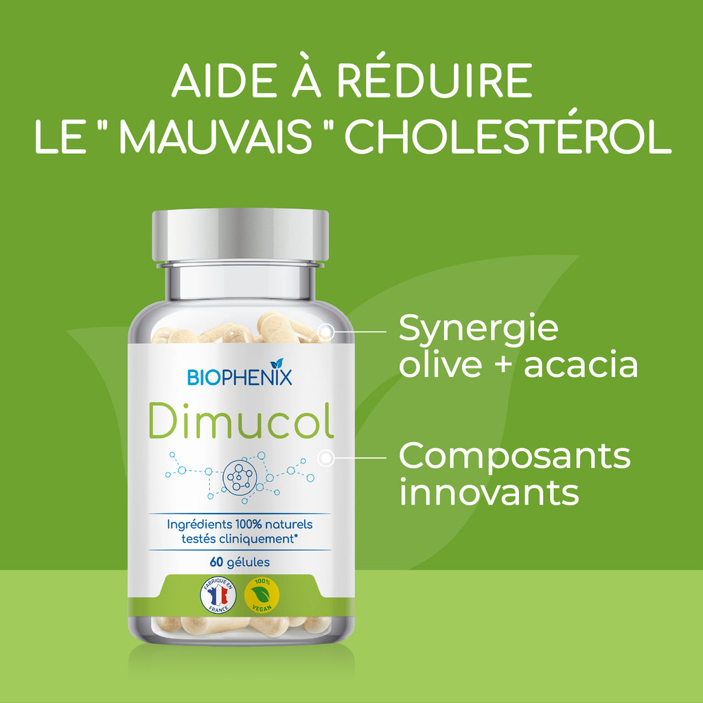 Pilulier de 60 gélules de complément alimentaire naturel Dimucol
