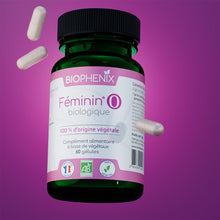 Pilulier de 60 gélules de complément alimentaire naturel, oestrogène naturel biologique pour favoriser l’équilibre hormonal