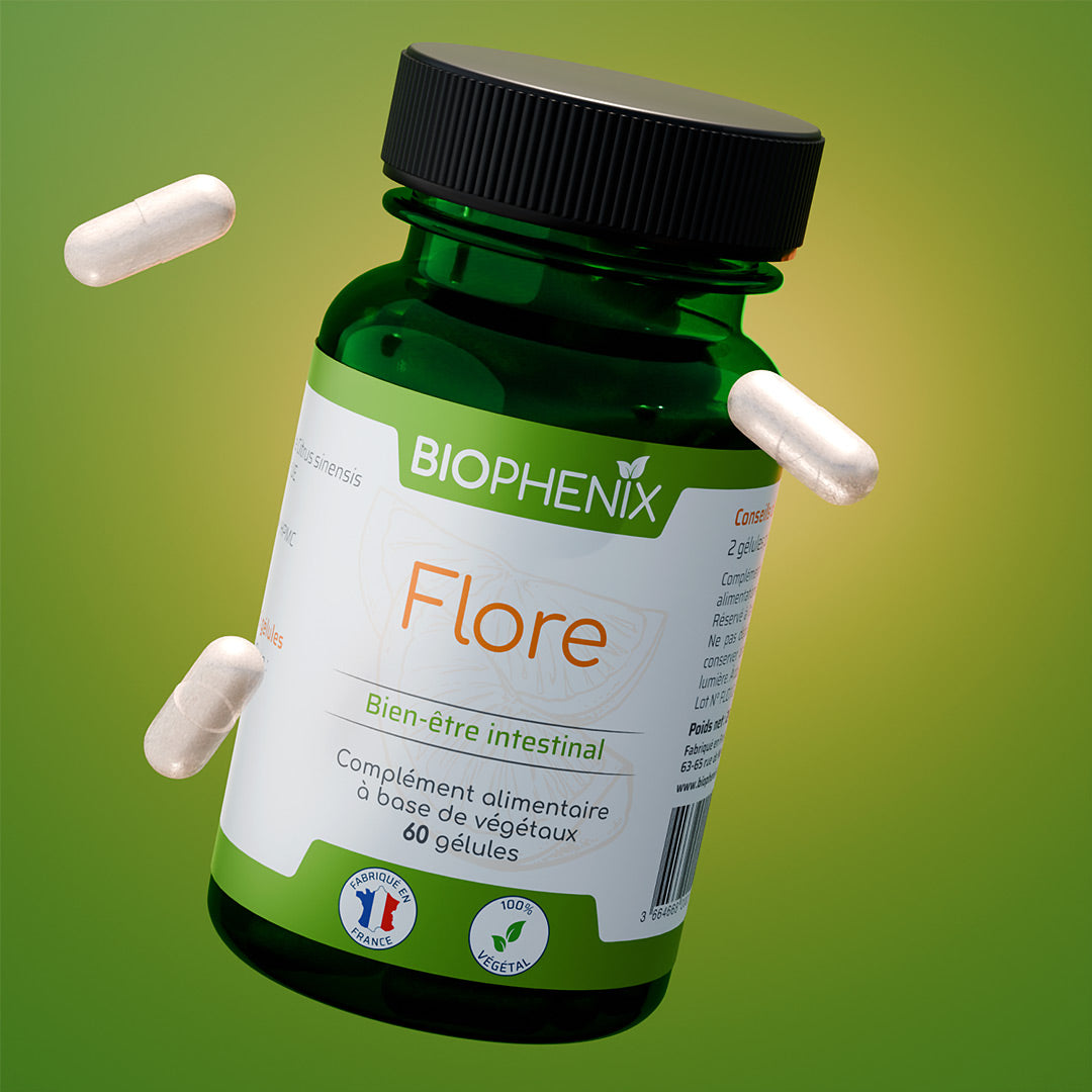 Pilulier de 60 gélules complément alimentaire pour équilibrer la flore et protéger la membrane intestinale