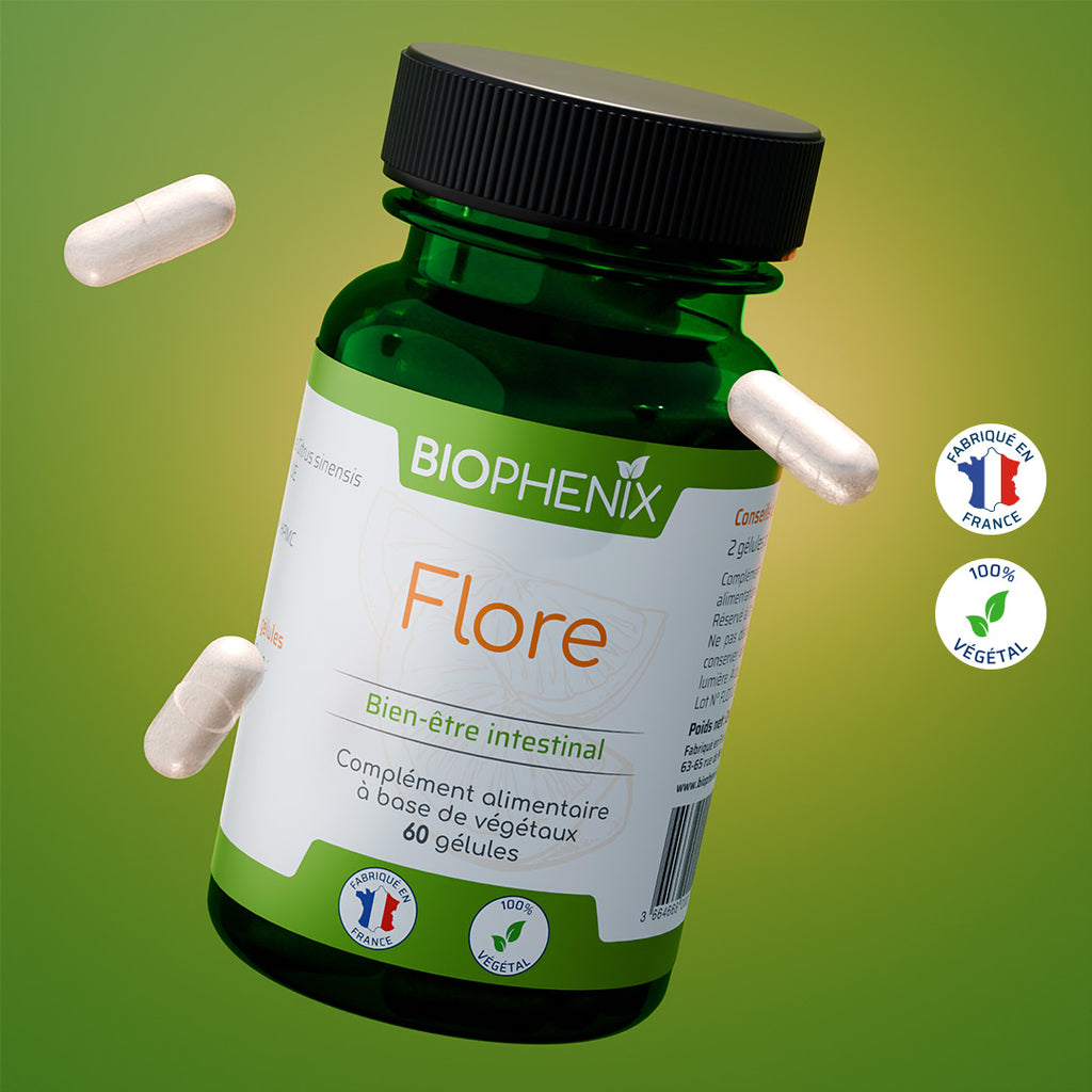 Pilulier de 60 gélules complément alimentaire pour équilibrer la flore et protéger la membrane intestinale