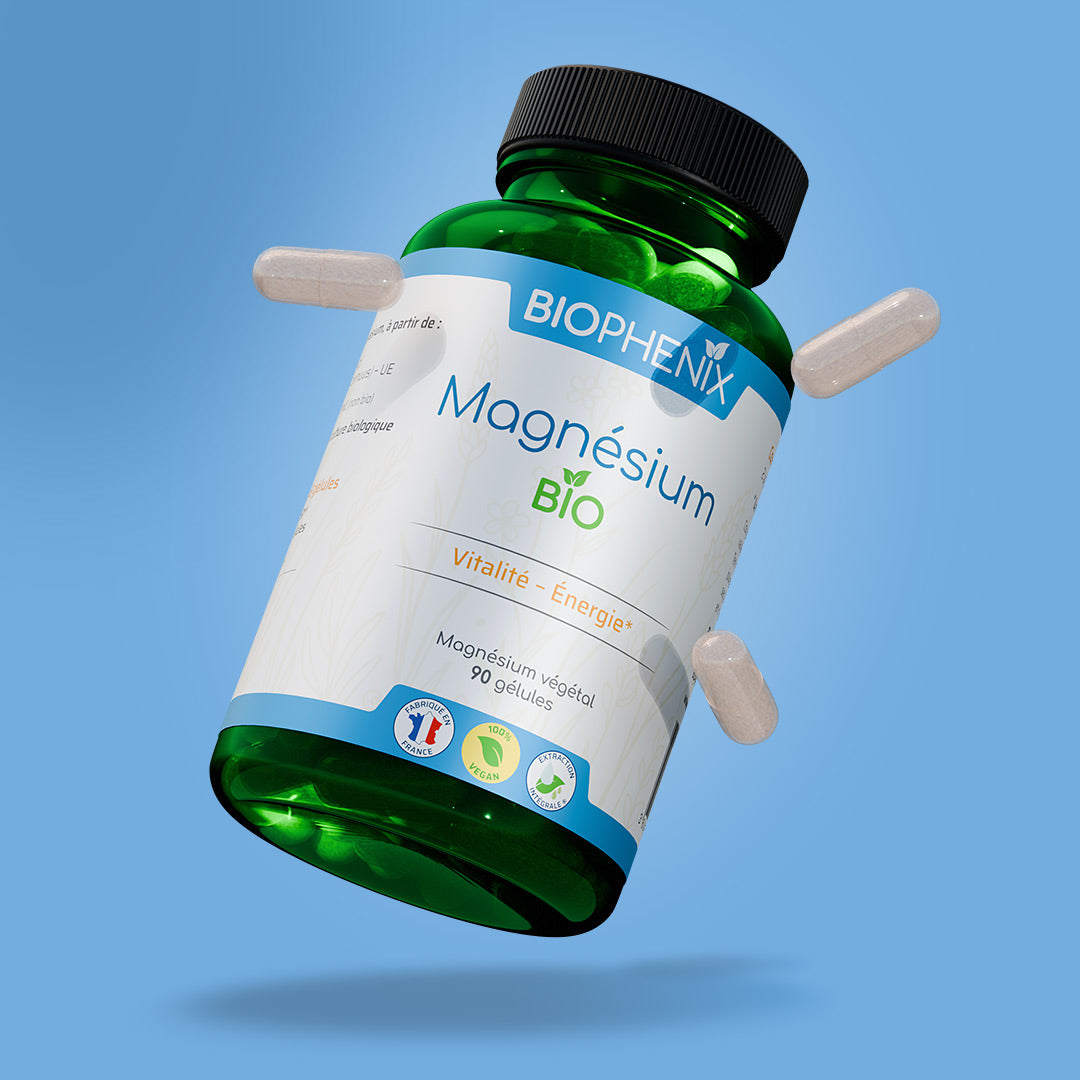 Pilulier de 90 gélules de magnésium naturel biologique vegan