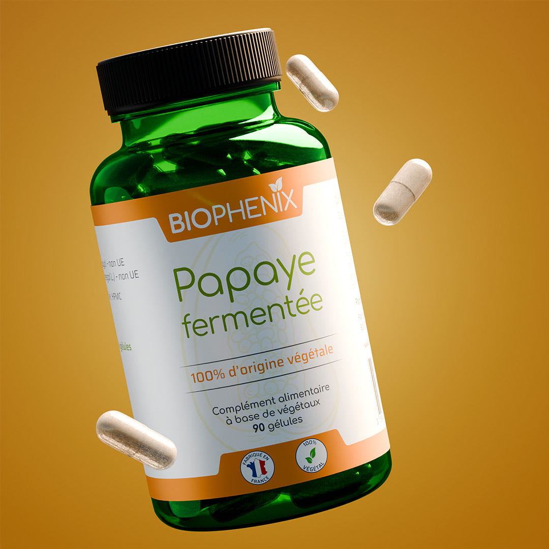 Pilulier de 90 gélules de papaye fermentée natuelle concentrée