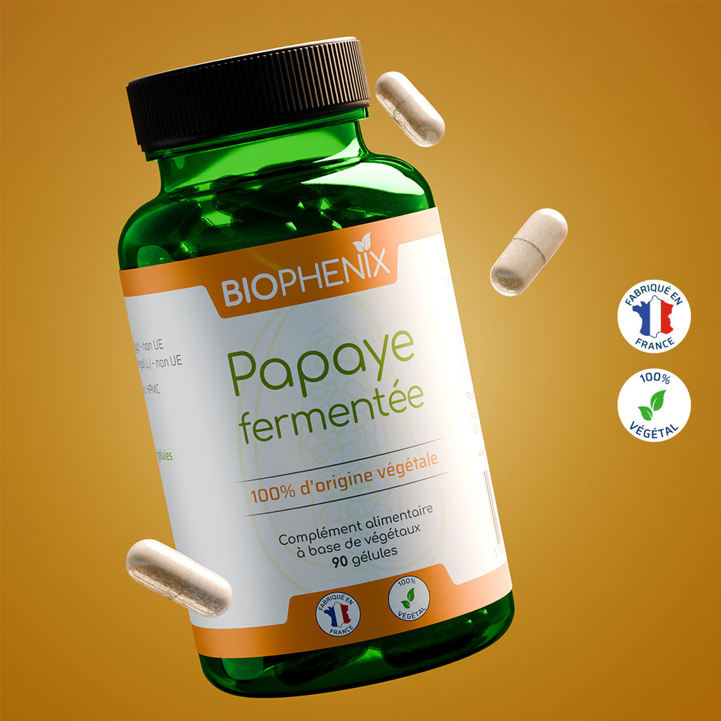 Pilulier de 90 gélules de papaye fermentée natuelle concentrée