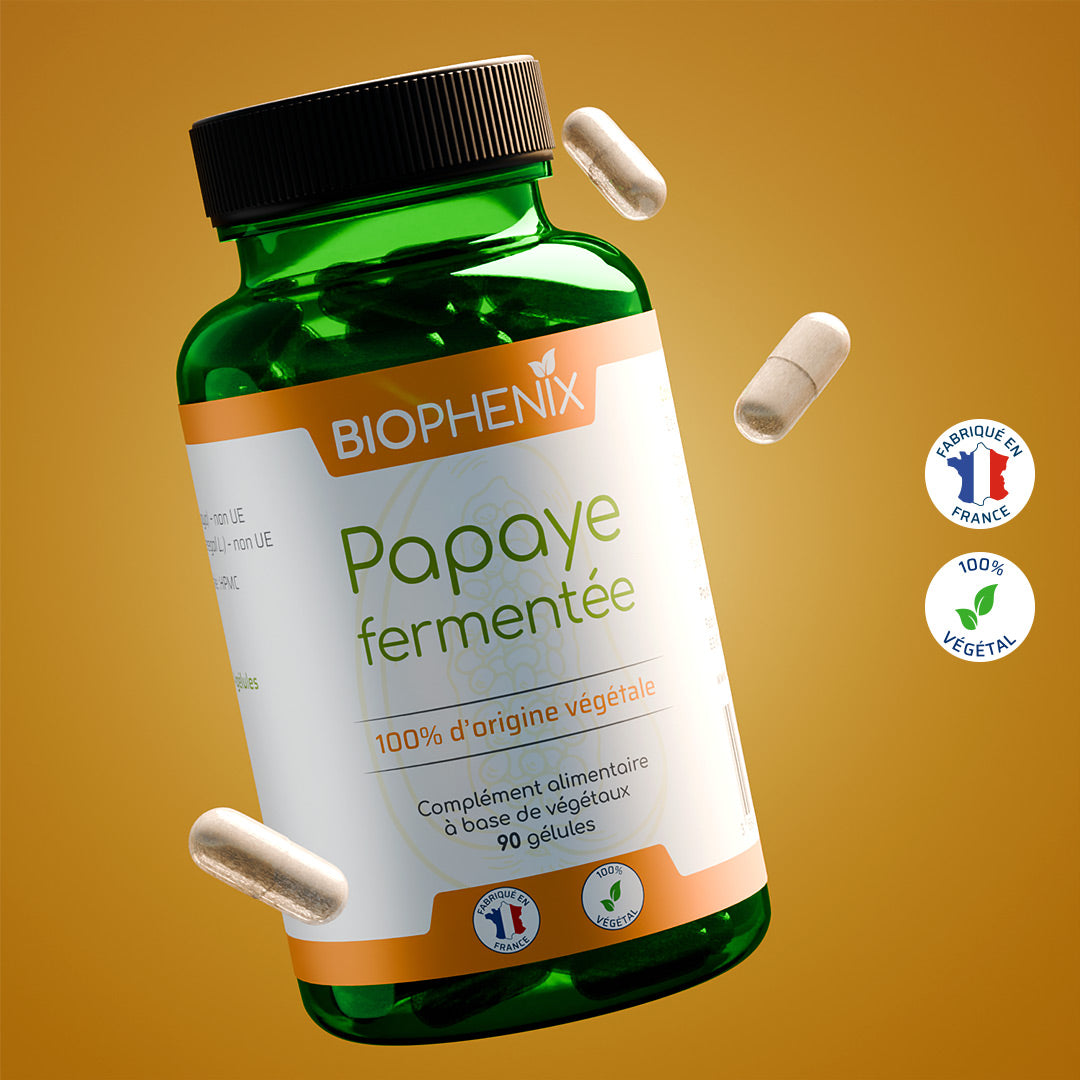 Pilulier de 90 gélules de papaye fermentée natuelle concentrée
