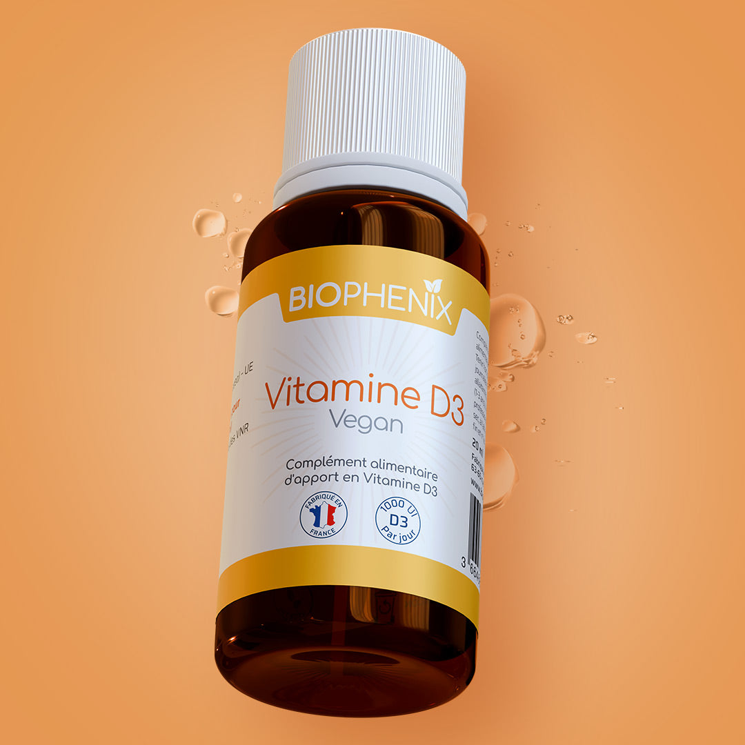 Flacon de 20 ml de complément alimentaire pour fortifier l'ossature, la musculature et l'immunité