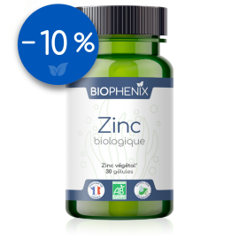 Pilulier de 60 gélules de zinc naturel biologique vegan, spécial immunité