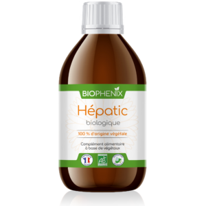 Flacon de 250 ml de Biophénix Hépatic, complément alimentaire naturel biologique pour favorise les fonctions du foie