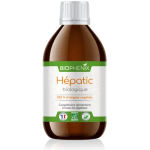 Flacon de 250 ml de Biophénix Hépatic, complément alimentaire naturel biologique pour favorise les fonctions du foie