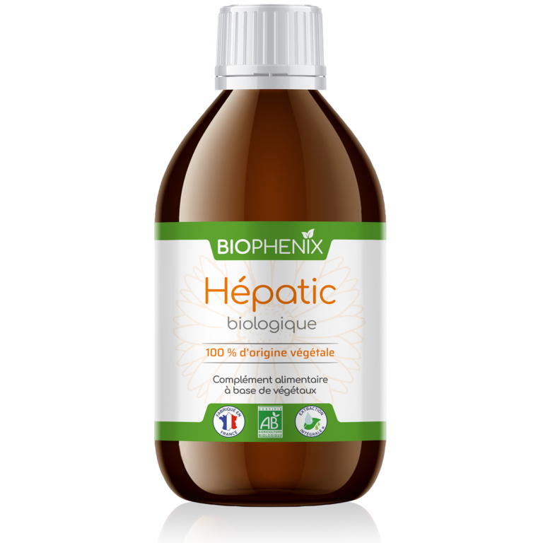 Flacon de 250 ml de Biophénix Hépatic, complément alimentaire naturel biologique pour favorise les fonctions du foie