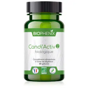 Flacon de 30 ml de complément alimentaire naturel biologique pour lutter contre le candida albicans : 2 sur 3 du protocole.