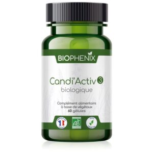 Flacon de 30 ml de complément alimentaire naturel biologique pour lutter contre le candida albicans : 3 sur 3 du protocole.