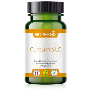 Pilulier de 60 capsules de curcuma concentré naturel vegan pour favoriser apaisement des douleurs articulaires et des troubles digestifs