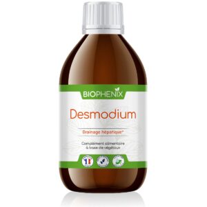 Flacon de 250 ml de desmodium naturel biologique pour aider à soulager le foie et à moduler les allergies,