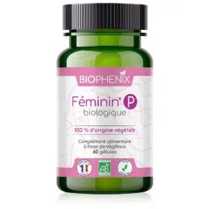 Pilulier de 60 gélules de complément alimentaire naturel, oestrogène naturel biologique pour favoriser l’équilibre hormonal