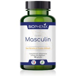 Pilulier de 90 gélules de Biophénix Masculin, solution naturelle pour aider à mieux vider sa vessie