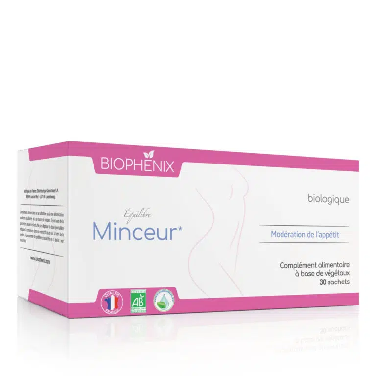 Boite de 30 sachets poudre de Biophénix Minceur, complément alimentaire naturel biologique pour pour effet de satiété et équilibre de la flore et du transit