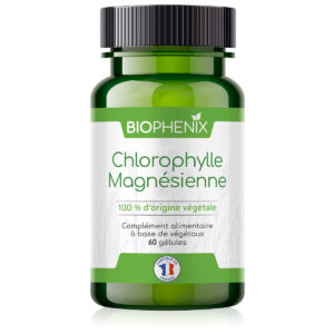 Pilulier de 60 gélules de complément alimentaire chlorophylle magnésienne