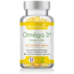 Pilulier de 45 capsules molles d’oméga-3 DHA et EPA naturel végétal vegan,